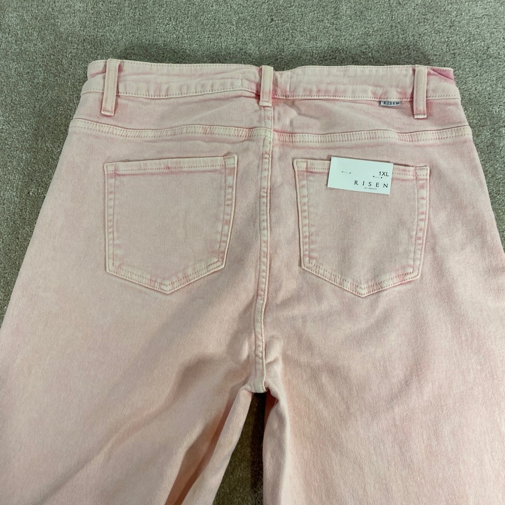 Risen Jeans Wide Leg Jeans Womens 1XL Pink Acid Wash High Rise Streetwear - Picture 13 of 14